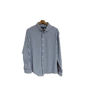 Mizzen + Main Leeword Extra Large (XL) Navy and White Gingham Check Long Sleeve